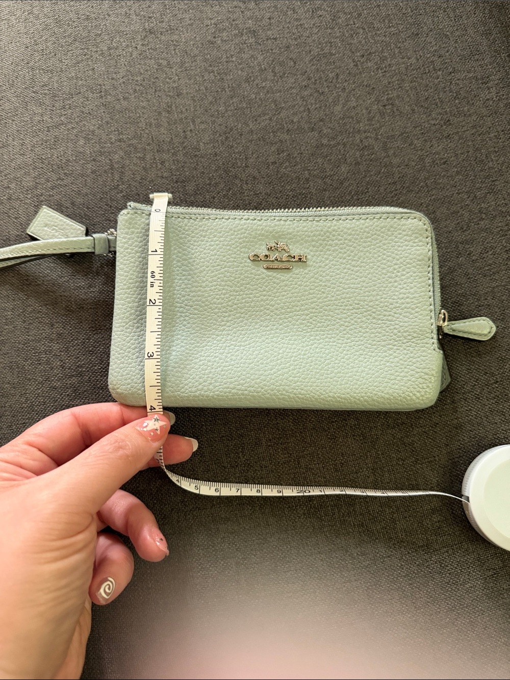 Coach Pebbled Leather Wristlet in Mint Green - Picture 6 of 6